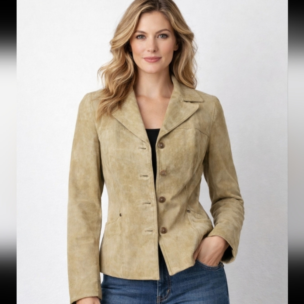 ANONYMOUS JOHN CARLISLE Leather Jacket size S Petite vintage